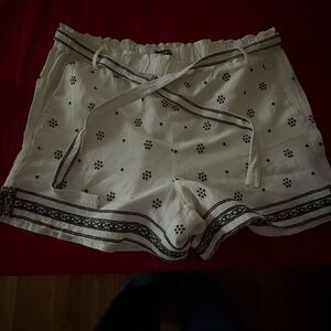 LOFT High Waist White Embroidered Shorts